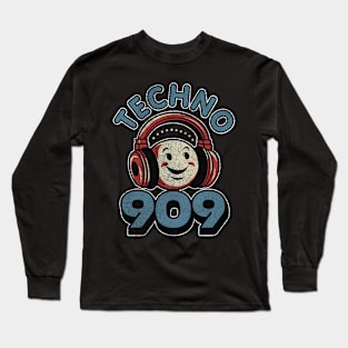 Techno 909 - Retro Vintage Distressed Logo Long Sleeve T-Shirt